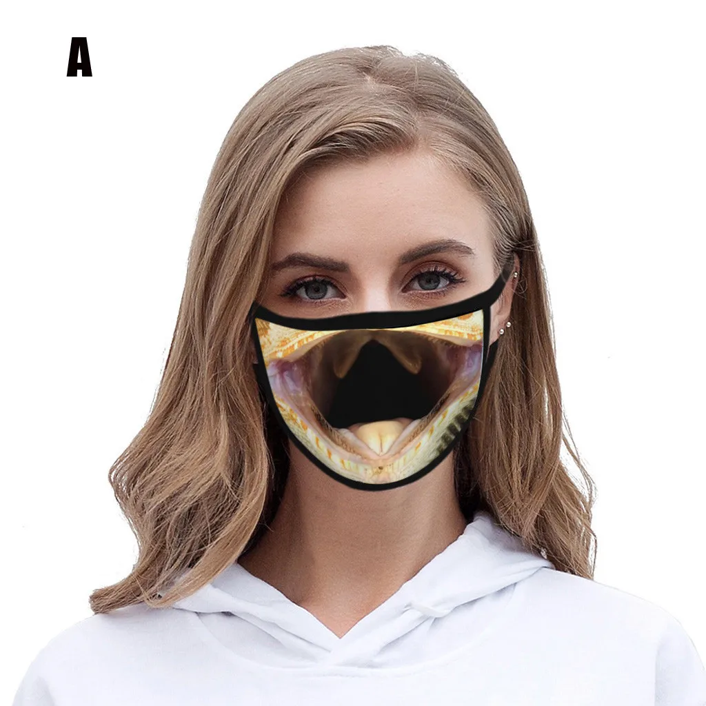 

1PC Adult Animal 3D Breathable Mouth Mask Washable Reusable Windproof Dustproof Sun UV Protective Safety Face Mask Mascherina C