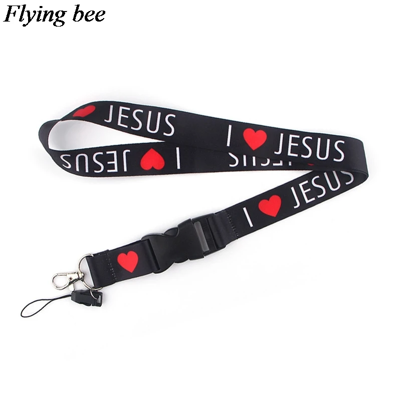 

Flyingbee I love Jesus Keychain Cartoon cool Phone Lanyard Women Fashion Strap Neck Lanyards for ID Card Phone Keys X0594