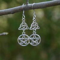 gothic pentagram celtic knot bow knot witch earrings wiccan pagan punk jewelry ladies fashion jewelry