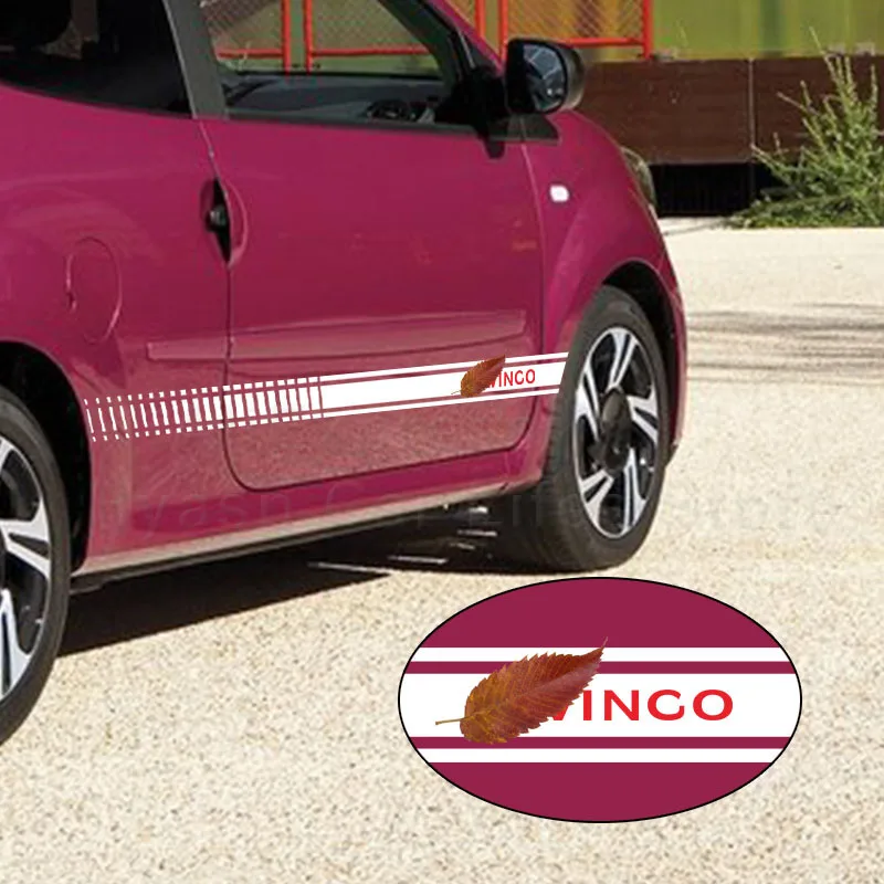 

2pcs Car Racing Side Door Decals For Renault Twingo Sports Long Styling Skirt Sticker Car Body DIY Accessories