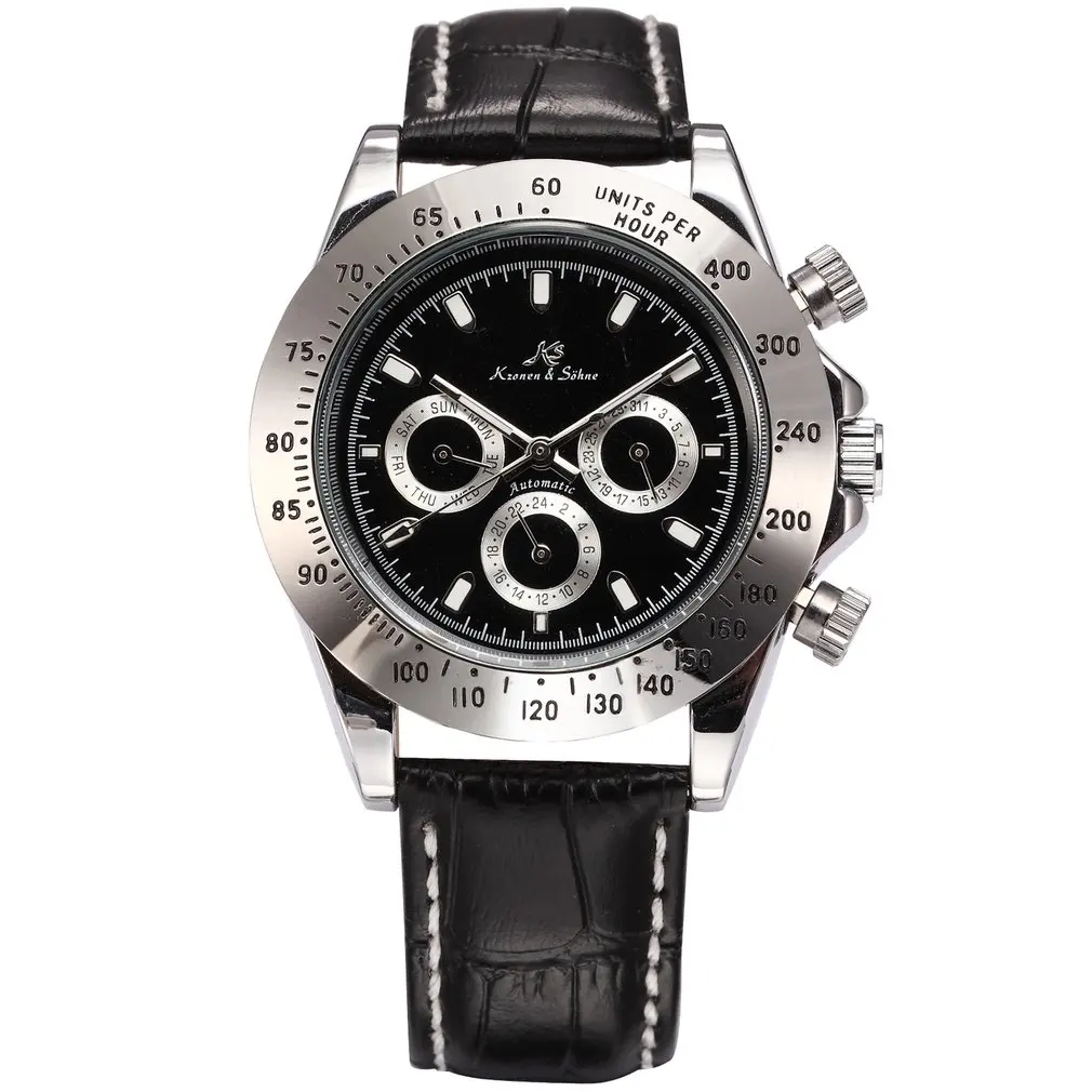 Ks Императорский Календарь день дата дисплей мужские часы Relojes черная кожа