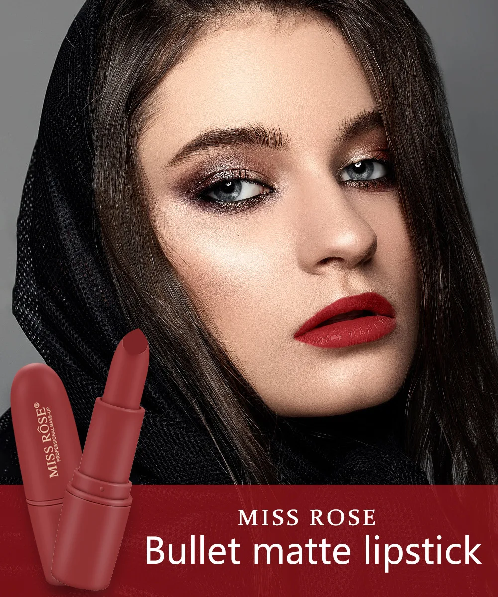 

Miss Rose-Long lasting matte lipstick, sexy lipstick, deep red, net red, jujube, red, waterproof, bullet, brown 3.8 lipstick