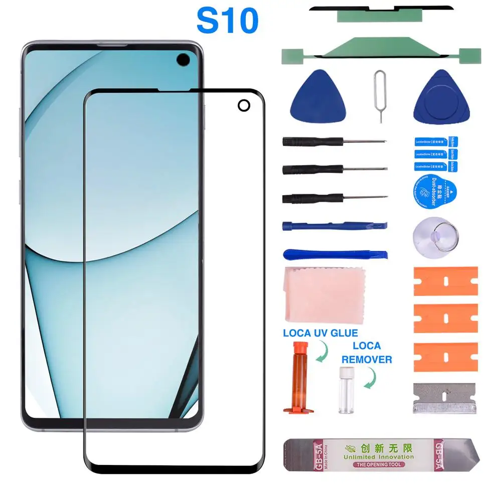 Комплект для замены экрана для samsung Galaxy S10 S9 S8 серии передних стеклянных линз и УФ клей для samsung передних стеклянных чехлов