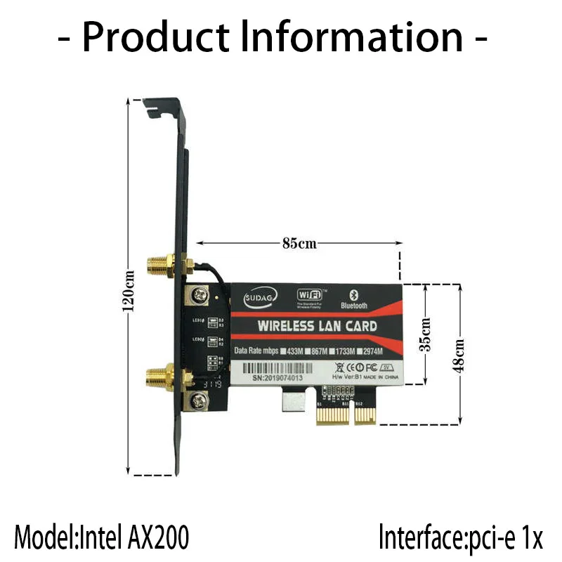 Двухдиапазонный 3000 Мбит/с Wi Fi 6 Intel AX200 PCIe Беспроводной адаптер 2 4G/5 ГГц 802.11ac/ax Bluetooth