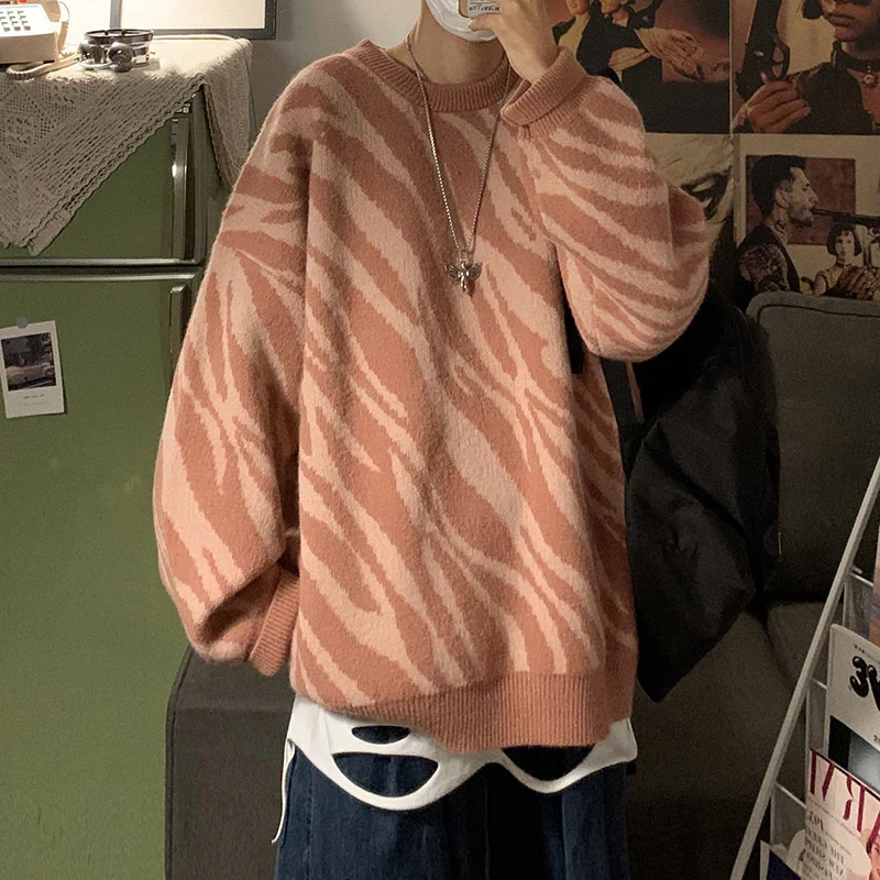 Мужской осенне-зимний свитер с круглым вырезом мужской свободный Модный