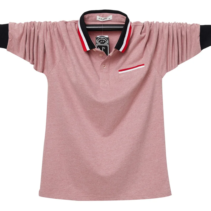 Autumn spring new products lapel long-sleeved POLO shirt men large size M-6XL big guy outfit cotton polo brand | Мужская одежда
