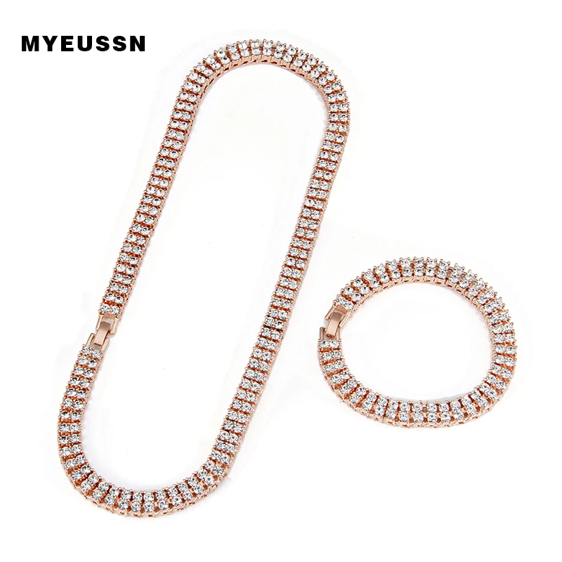 Хип хоп ювелирные изделия двухрядный теннис ожерелье и браслет Мужчины Женщины