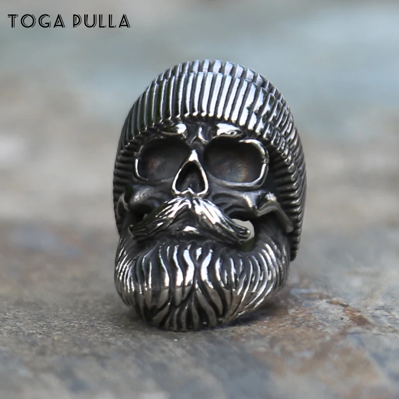 Винтажное мужское кольцо с изображением черепа из нержавеющей стали