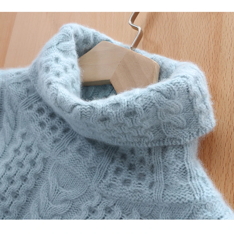 Женский толстый кашемировый свитер плотный мягкий теплый свободного покроя