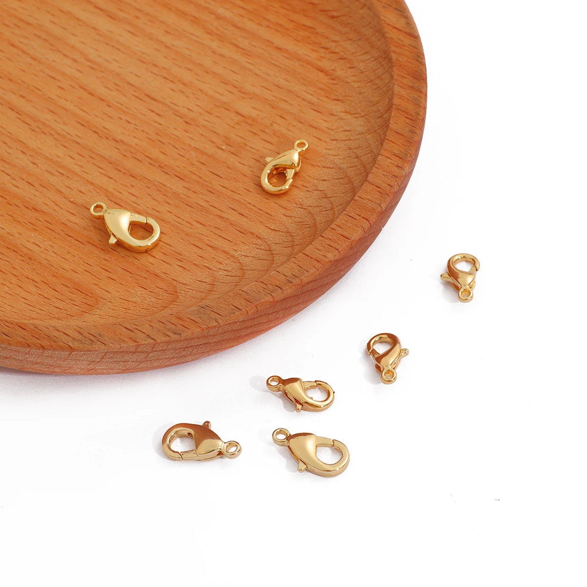 

10Pcs/Lot 18k Real Gold Plated 10mm 12mm Lobster clasps for jewelry making handmade DIY bracelets necklace clasp fittings