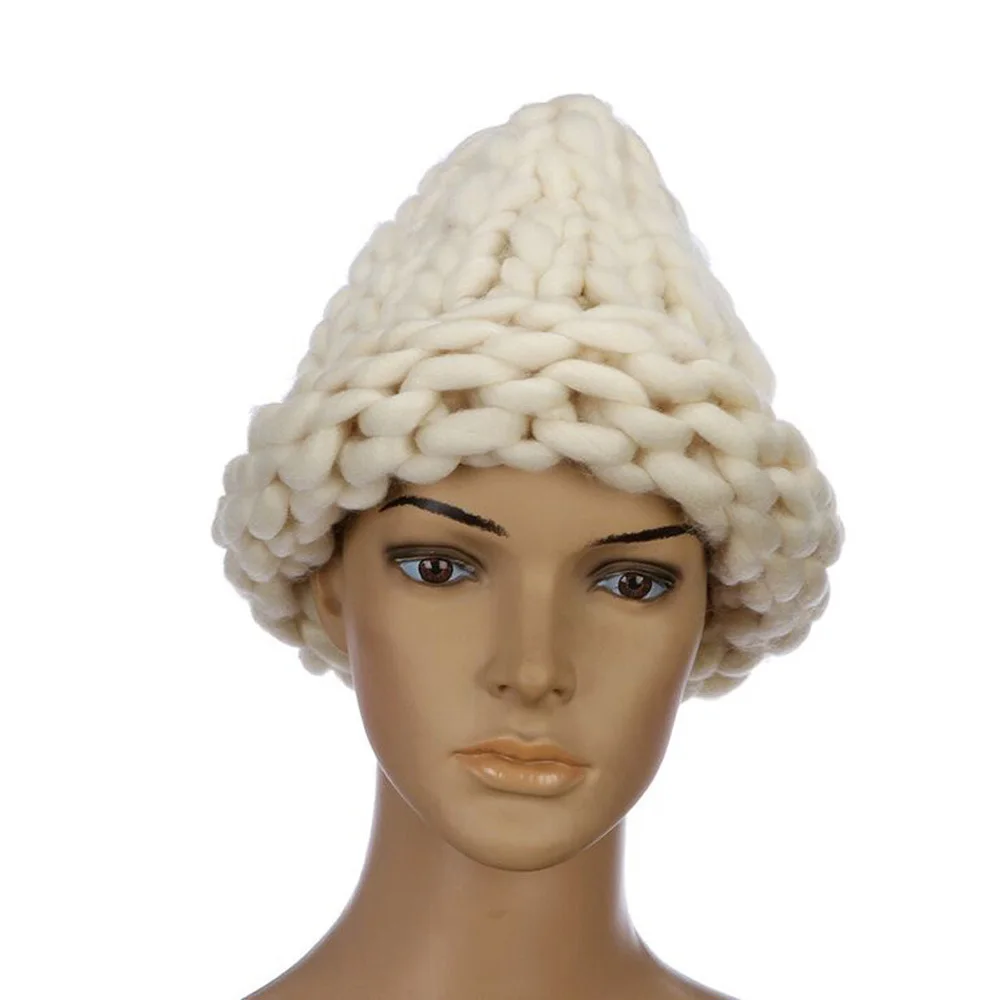 fashion girl Women Knitted Hat Coarse Wool Casual Warm Handmade for Girls Beanies Winter Clothing Supplies Sweet Candy Color | Аксессуары