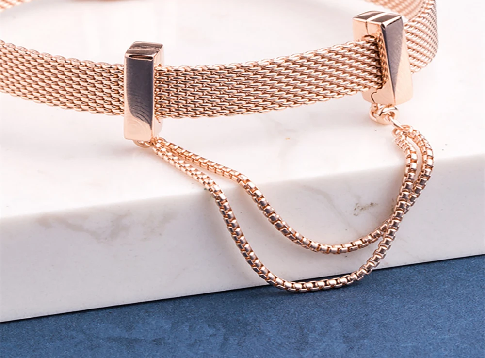 

Danturn New 925 Sterling Silver Beads Rose Safety Chain Clip Charm fit Original Reflexion Bracelets Women Jewelry Making Gift