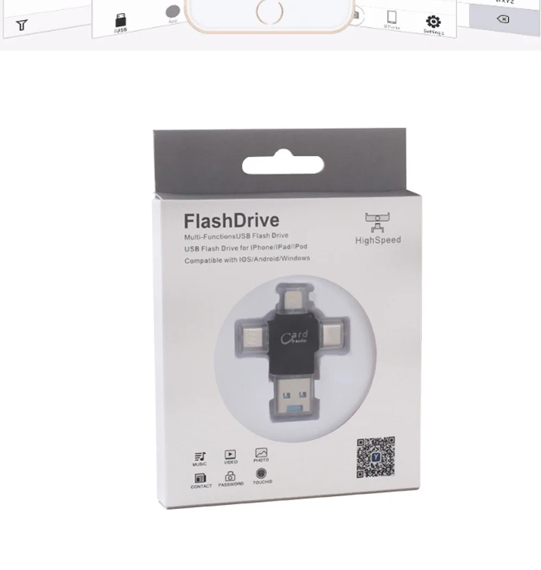 USB 2,0 кард-ридер для iPhone/type-c/смартфона 4 в 1 смарт Micro SD кард-ридер карта памяти ридер