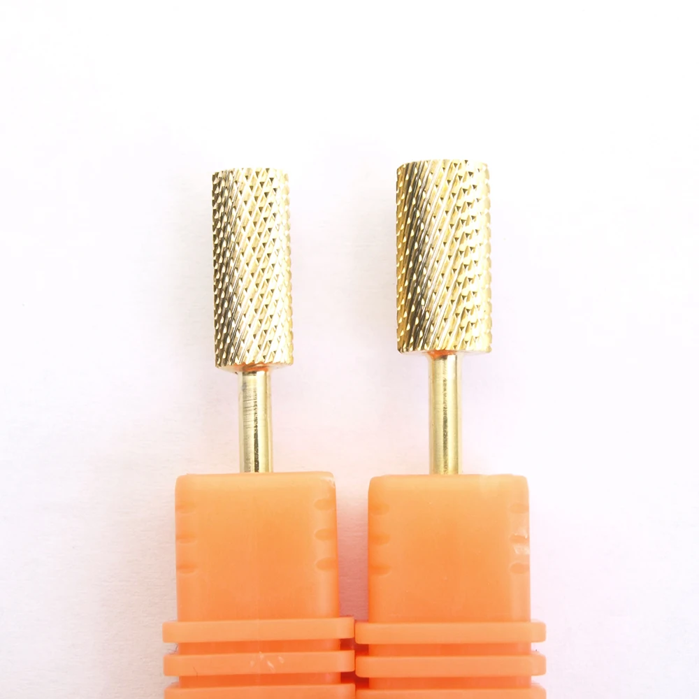 1pcs Flat Gold Tungsten Carbide Nail Drill Bits Beauty Burr File For Electric Machine Pedicure Gel Polish Varnish