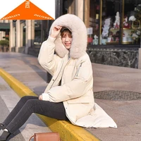 coat female winter thick warm womens jacket 2020 korean casual long duck down jackets fox fur hooded hiver 9097
