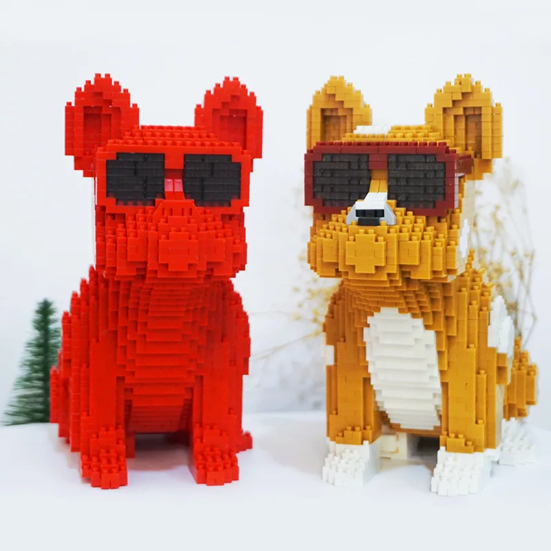 

Mini Blocks Cute Pet Dog Model 3D Building Bulldog Educational Toy Children Fun Girls Gifts for Kids Christmas Present Birthday
