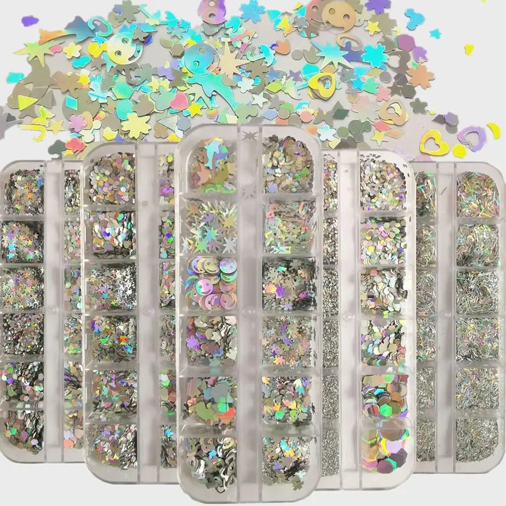 3D Laser Holo Irregular Chameleon Snowflakes Paillette Starry Glass Sequins Nail Art Glitter Powder Decor Manicure Tip | Красота и