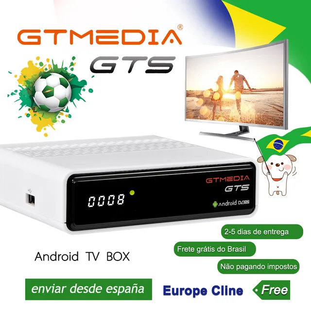 GTMEDIA GTS S905D Android 6,0 Smart tv Box 2G/8G Bulit in Wifi h.265 с глобальной IP tv CCcam телеприставка медиаплеер из Бразилии