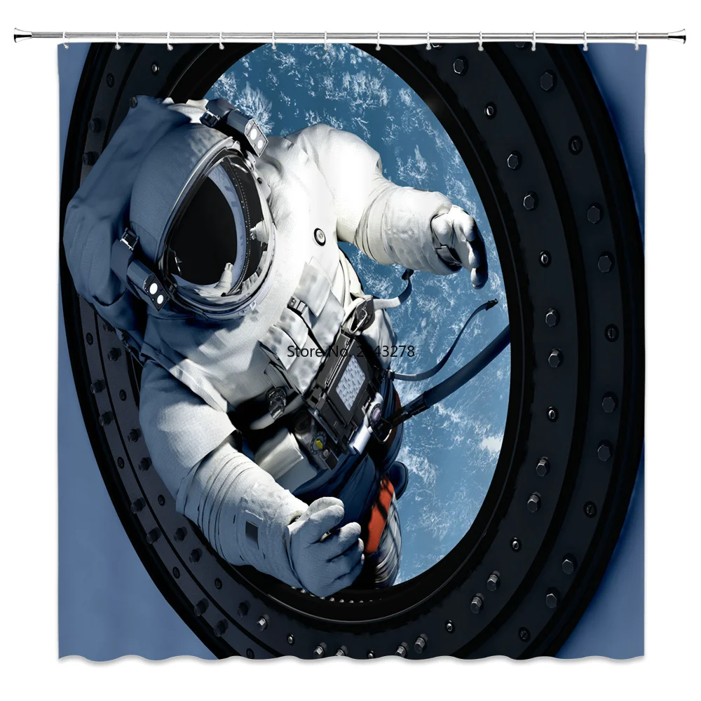 

Занавеска для душа с космосом, космосом, астронавтом, декоративная Водонепроницаемая занавеска для ванной из полиэстера, занавеска для душ...