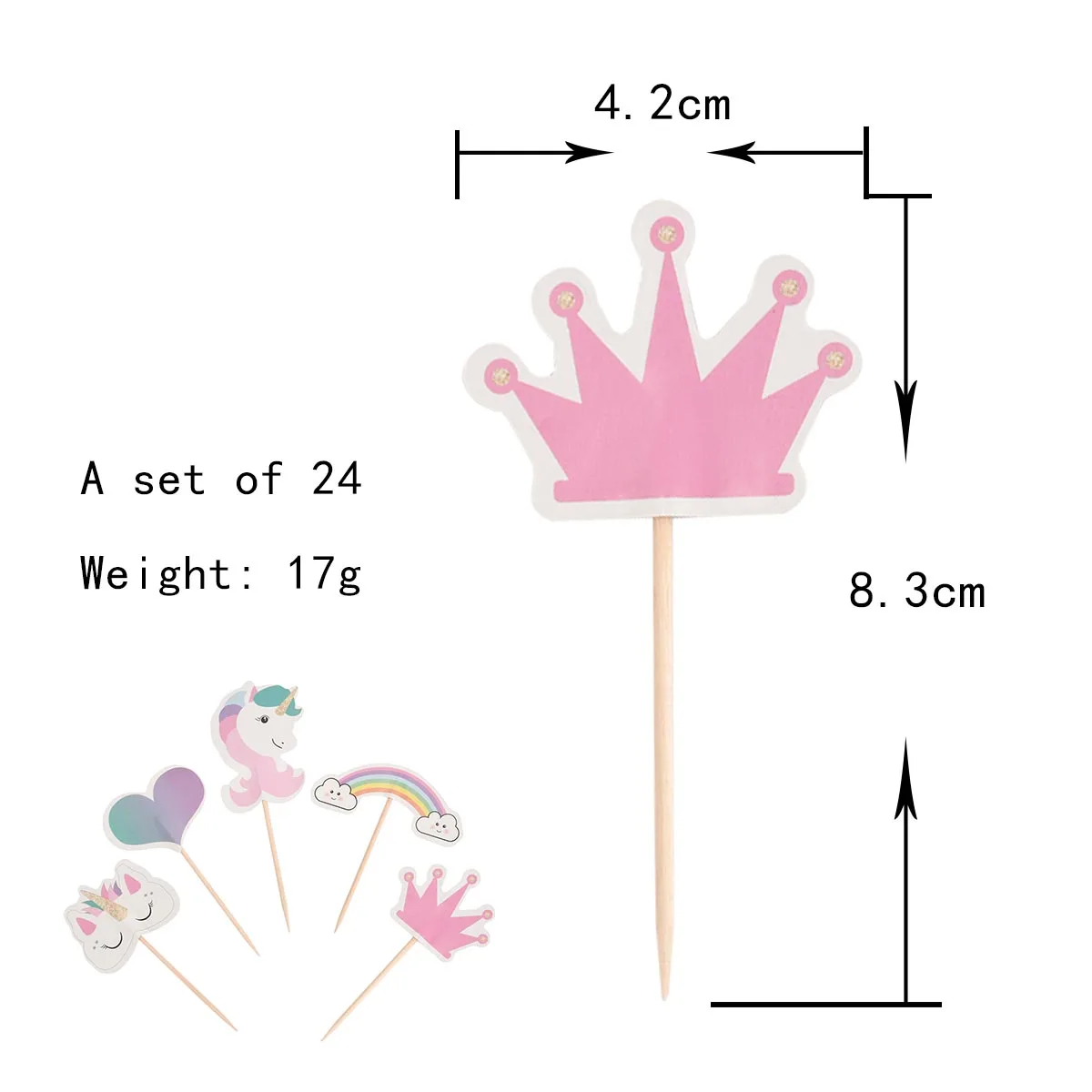 24PCS DIY Rainbow Unicorns Cupcake Toppers For Kids Baby Birthday Cake Toothpick Party Cup Decorative | Дом и сад