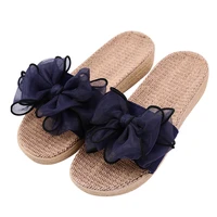 high heel waterproof platform big bow knot womens wooden floor antiskid summer lnen sandals
