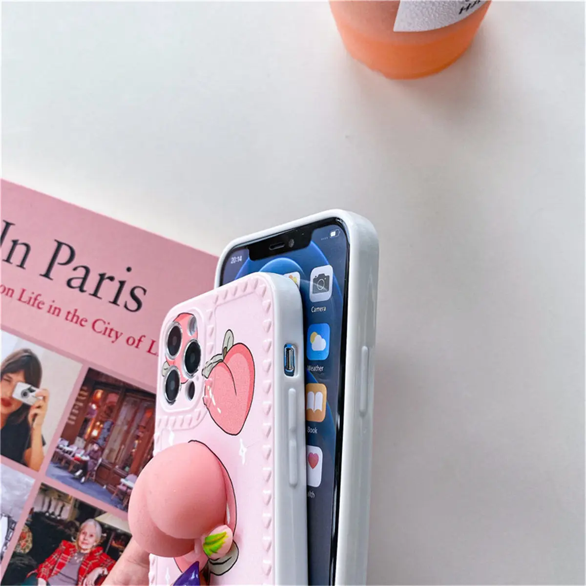 

Soft Phone Case for IPhone 12 Pro Max Apple 11 IPhone 6 7 8 Plus Female XR Xs Max 12 Mini SE All Inclusive Decompression Peach