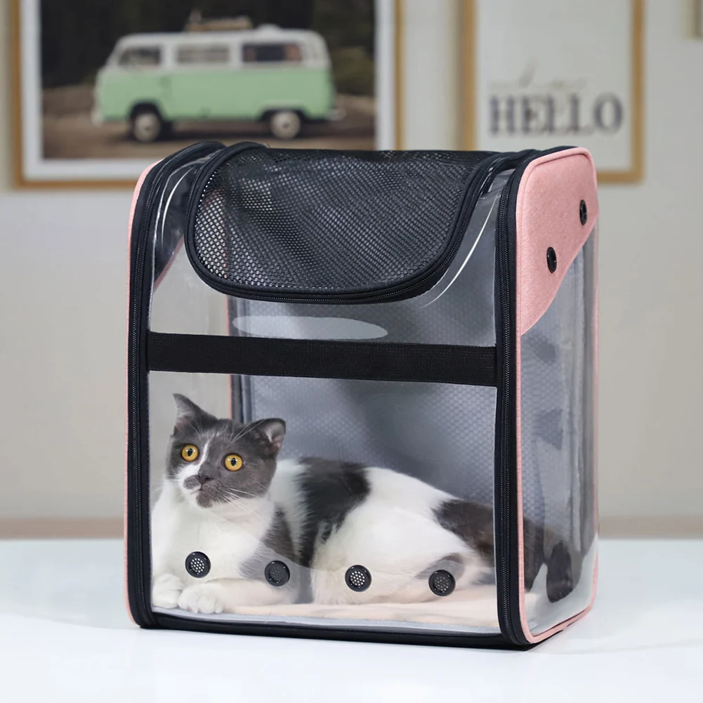 

Large Capacity Dog Cat Carrier Outdoor Zipper Closure Travel Pet Backpack Ventilated Foldable Portable SBS Automatically Lock