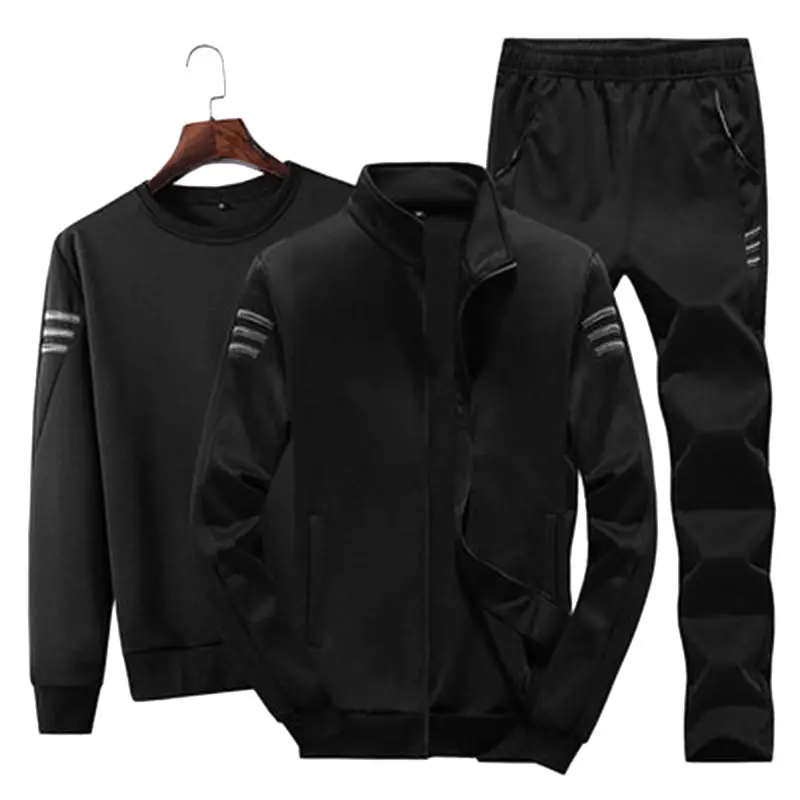 

Keep warm Zipper Tracksuit Men Set Sporting 3 Pieces Sweatsuit Men Clothes Printed Hooded Hoodies Jacket Pants Track Suits Male