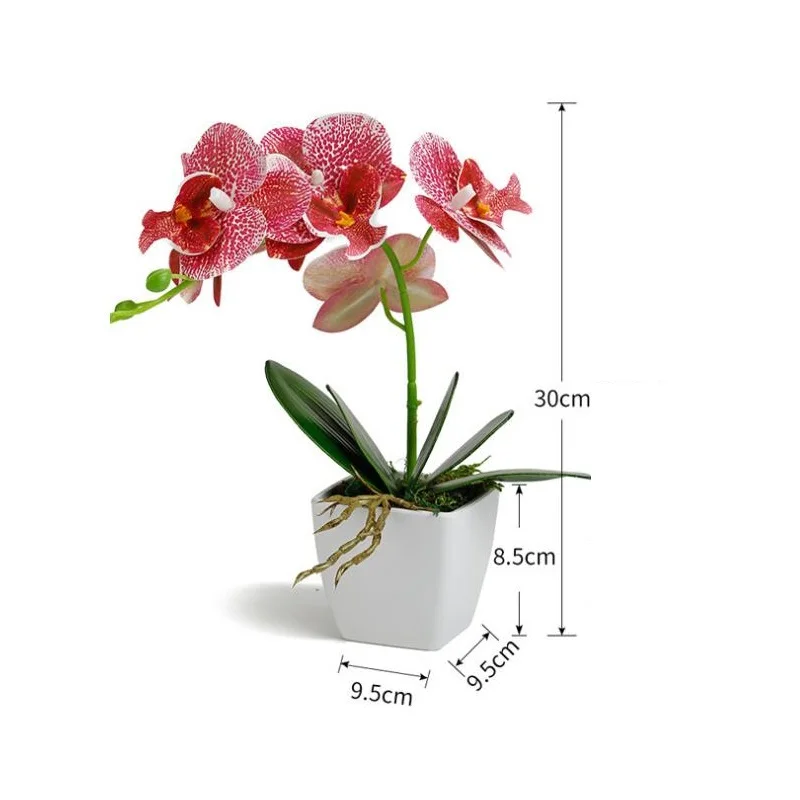 

INDIGO- (1set ) Champagne Orchid Arrangment With Vase Real Touch Office Table Flower Decoration Event Centerpiece Bonsai