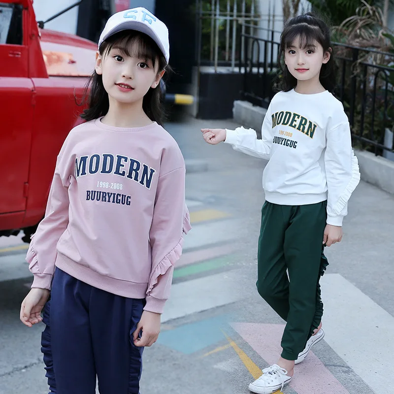 

2021 Casual Spring Summer Children's Clothes Set Baby Girls Sweatshirts + Shorts 2pcs/Set Kids Costume Teenage Girl Clothing Hig