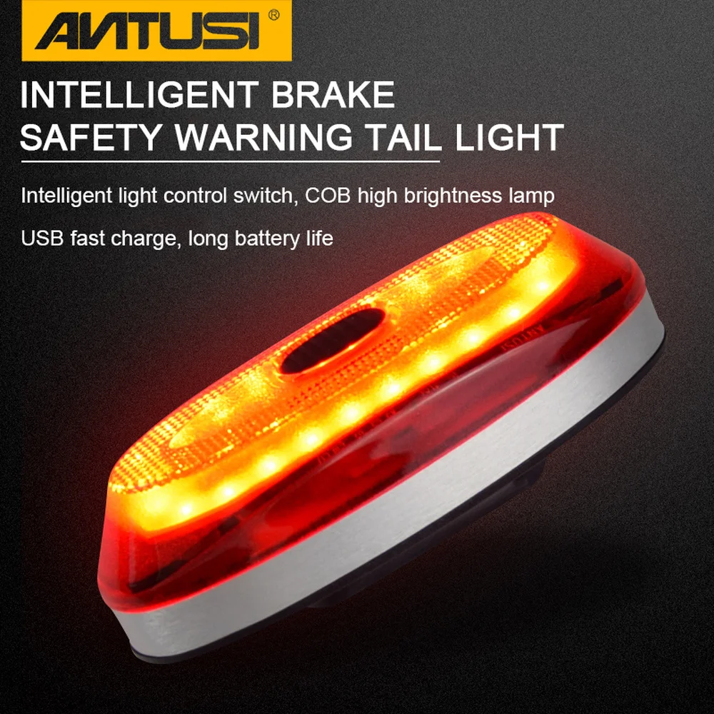 

ANTUSI A1S Bike Intelligent Brake Taillight Usb Rechargeable Safety Warning Rear Light Cycling Led Waterproof Lamp SOS Model