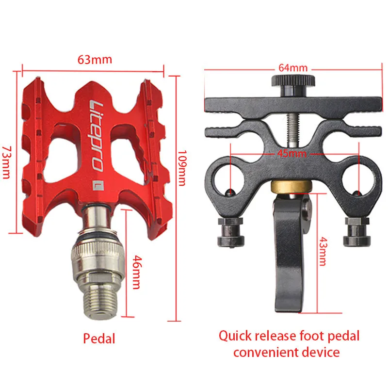 

Litepro Cycling Mtb Pedal Quick Release Folding Bike Pedals Flat Aluminum Alloy Ultra Light Road Mountain Bicycle Accessories