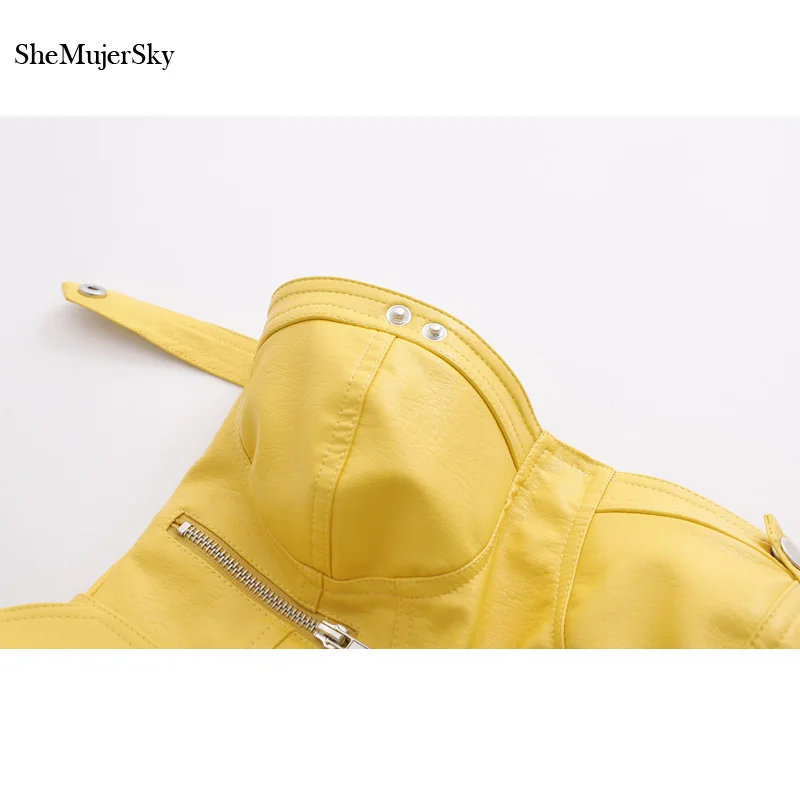 Женский укороченный топ SheMujerSky однотонный облегающий из искусственной кожи на