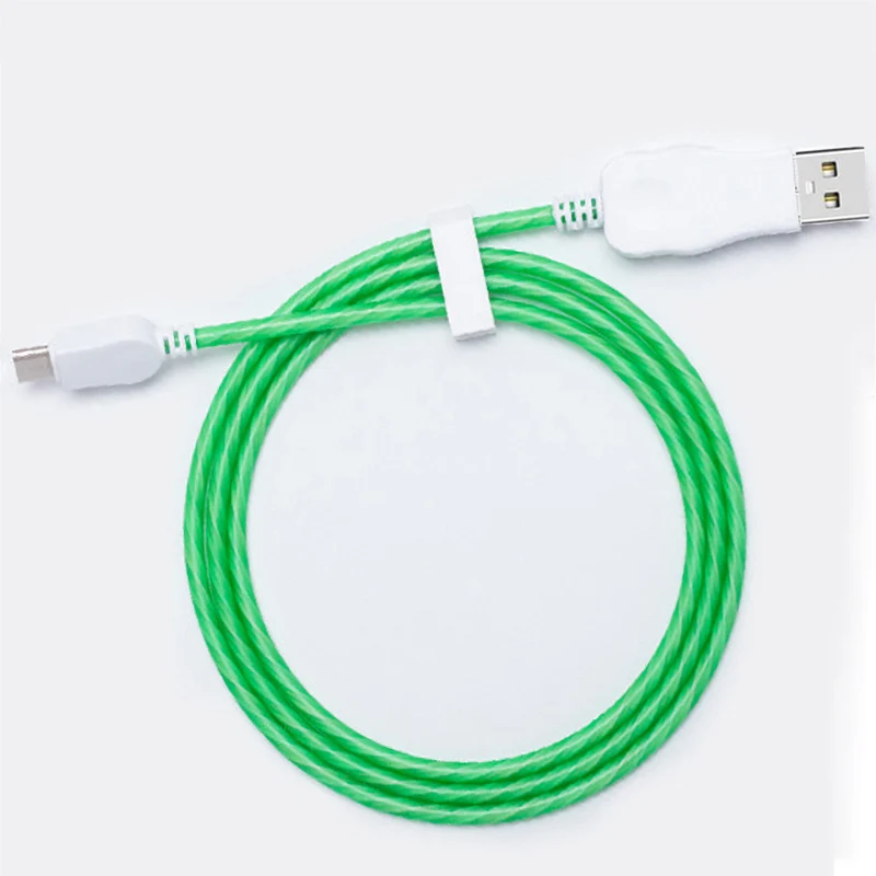 Зеленый Светодиодный светящийся кабель USB type C Micro usb для зарядки светящиеся кабели для iPhone 8 Xiaomi samsung мобильный телефон яркий зарядный шнур - Цвет: Зеленый