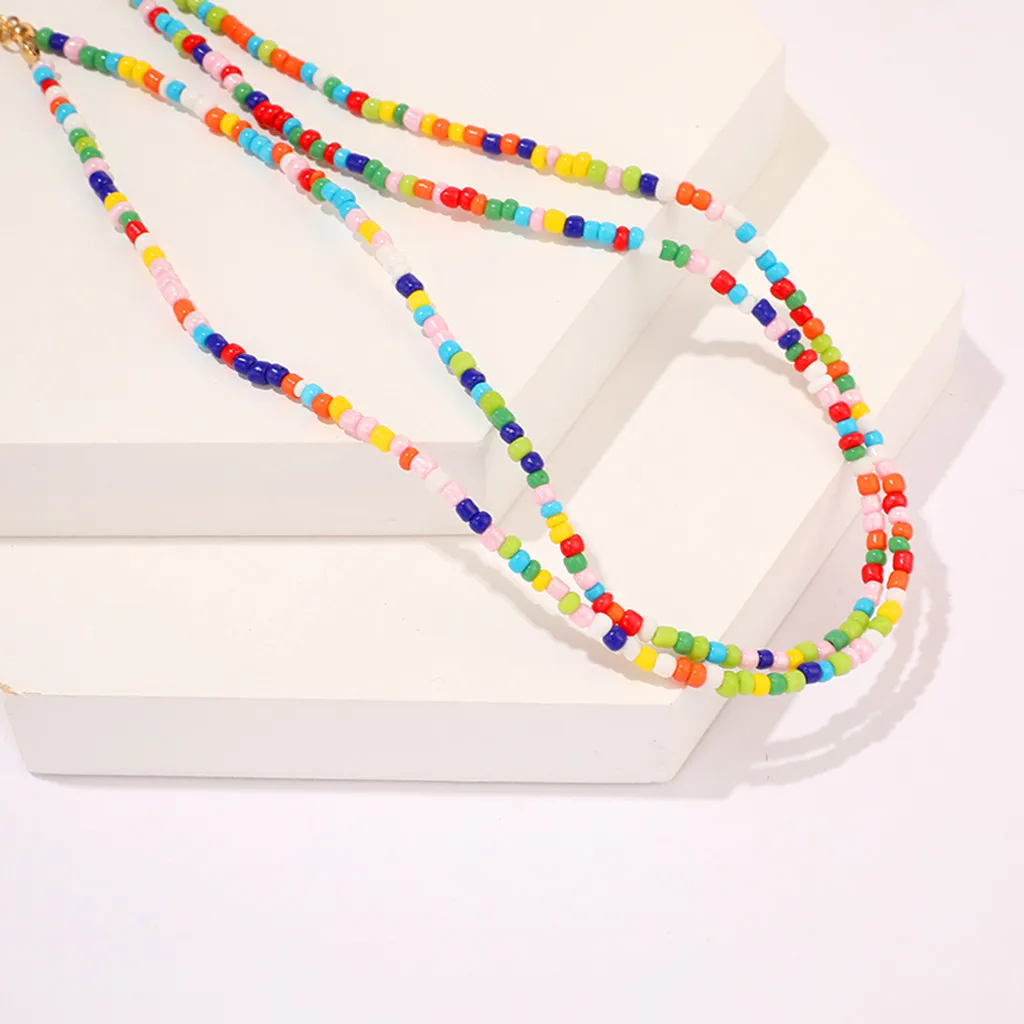 Женское богемное короткое ожерелье ручной работы яркий цвет эффектное аксессуар