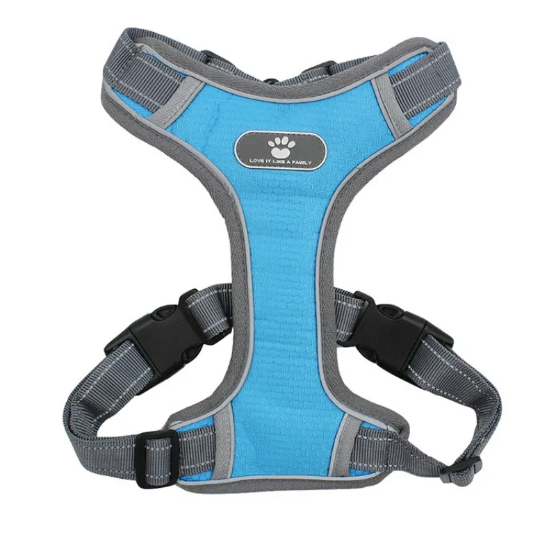 Light Blue Товары для домашних животных, поводок для собак, Регулируемый мягкий дышащий поводок, набор для маленьких и средних собак, ошейник для щенков, кошек, сундук для собак, ремень для поводка - Цвет: Light Blue