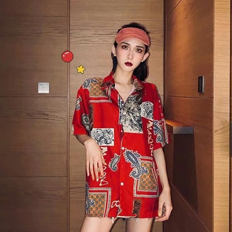 

В винтажном стиле; С героями мультфильмов Цветочный принт блузка для женщин с коротким рукавом рубашка свободного покроя; Однотонный одноб...