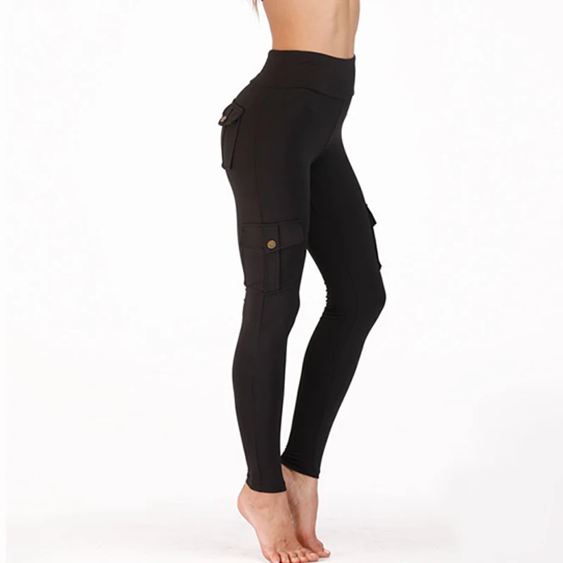 

ASHEYWR Women Withe Pocket Leggings Fitness High Waist Push Up Workout Leggins Cargo Pants Woman Polyester Slim Elastic Legging