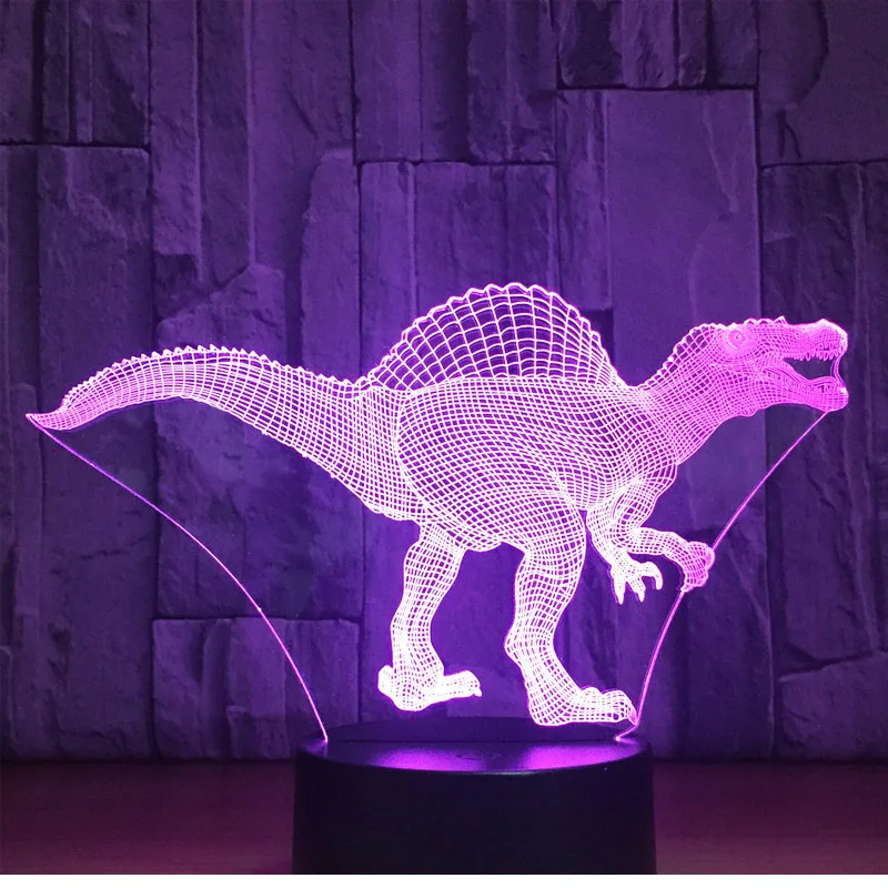 3D светодиодный ночной Светильник динозавр Spinosaurus с 7 цветов светильник для