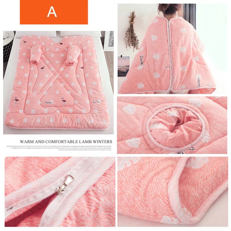

Lazy Quilt with Sleeves Blanket Cape Cloak Nap Blanket Dormitory Mantle 150x200cm @LS