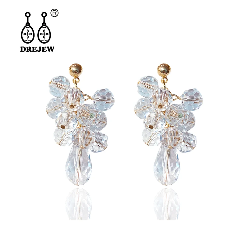 Женские длинные висячие серьги DREJEW подвески с кристаллами в форме винограда