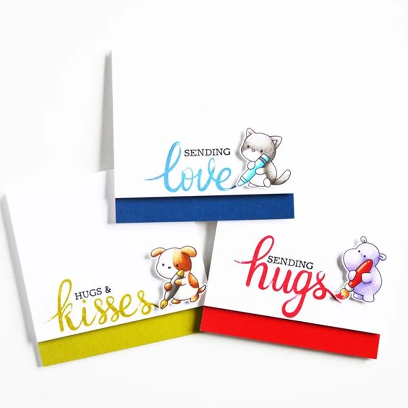 Отправка объятий и поцелуев для вас высечка + прозрачный штамп небольшое