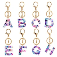 26 color men and women new keychain pattern resin letter keychain bag key ring car jewelry decorative buckle jewelry wholesale