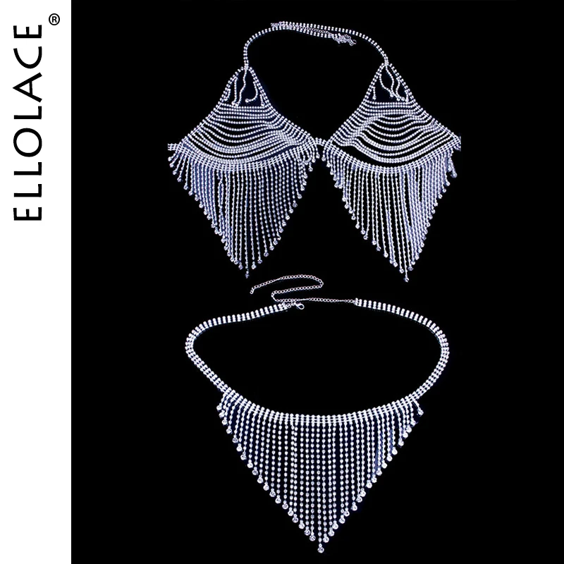 Ellolace роскошный комплект нижнего белья с кристаллами цепочка для тела жгут женщин