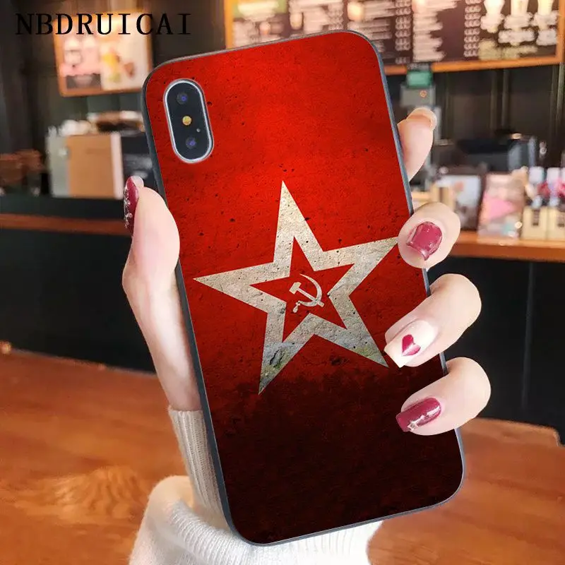 

NBDRUICAI Soviet Union USSR Grunge Flag Painted cover Phone Case for iPhone 11 pro XS MAX 8 7 6 6S Plus X 5 5S SE XR case