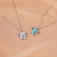 tortoise necklace turtle necklaces women chain ladies pendant rhinestone girl jewelry silver color trendy korean alloy halskette