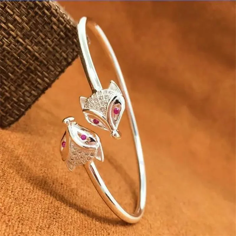 

ZA S999 Women's Bracelet Exquisite Fox Bracelet Opening Adjustable Size Silver Metal Women's Valentine's Day Party Birthday Gift