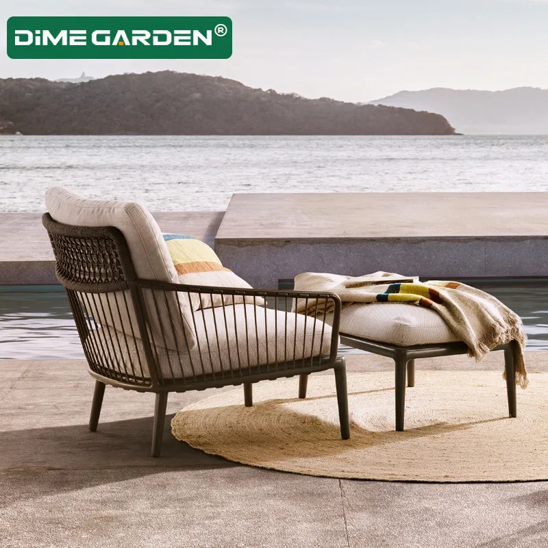 

Nordic small balcony sofa lazy leisure lying rattan chair chairs coffee table creative combination minimalist three-piece patio