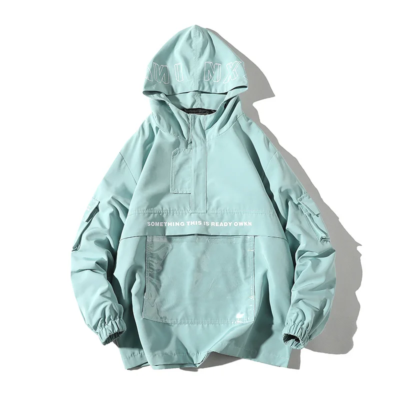 Прозрачная Толстовка Kangoo с карманом и буквенным принтом мужская куртка