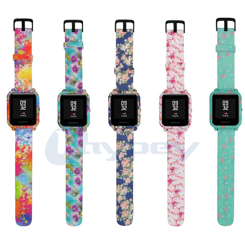 Ремешок 4 в 1 для Amazfit Bip силиконовый Камуфляжный Браслет Для Xiaomi Bit Youth 20 мм